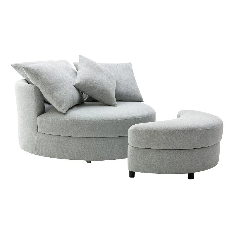Round swivel chair with ottoman deals