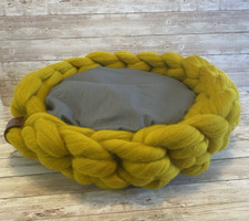 Pet Bed Cat Small Dog Yarn Mustard Yellow Chunky Yarn Homemade Merino Wool Cozy