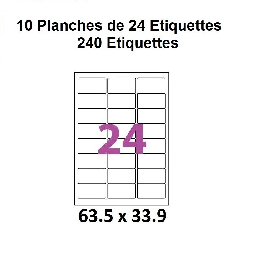 LOT de 240 étiquettes blanches vierges pour imprimer Mon Timbre En Ligne 63.5mm - Photo 1/1
