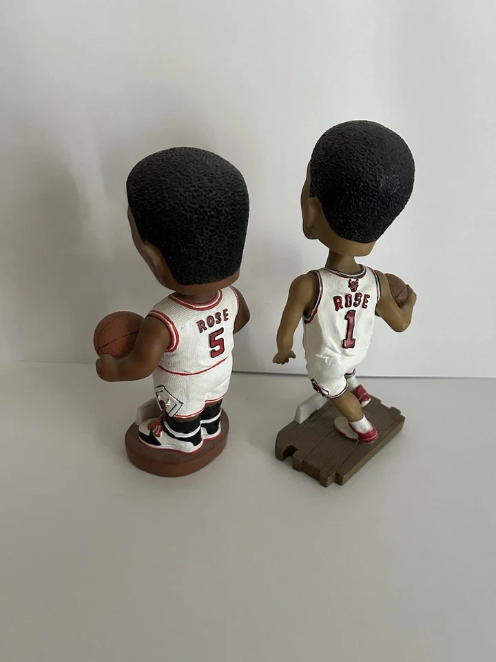 NBA Chicago Bulls Derrick Rose and Jalen Rose White Jersey Bobble Heads No Box - Image 3 of 4