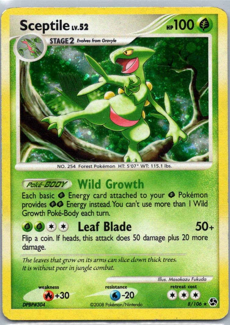 Pokemon TCG Sceptile 8/106 Great Encounters Holo LP