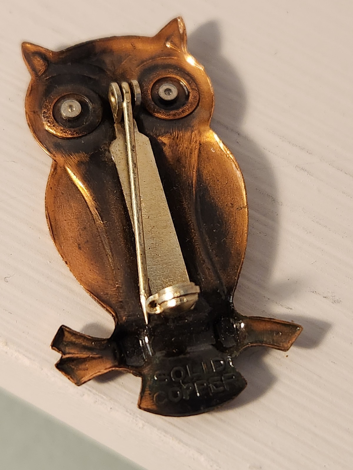 Solid Copper Owl Pin / Brooch - image 3