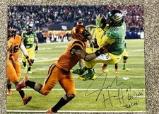 Oregon Ducks Football Josh Huff 11x14 autographed photo Civil War The Catch