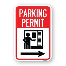 Parking Permit With Right Arrow Symbol Heavy Gauge Aluminum Parking Sign