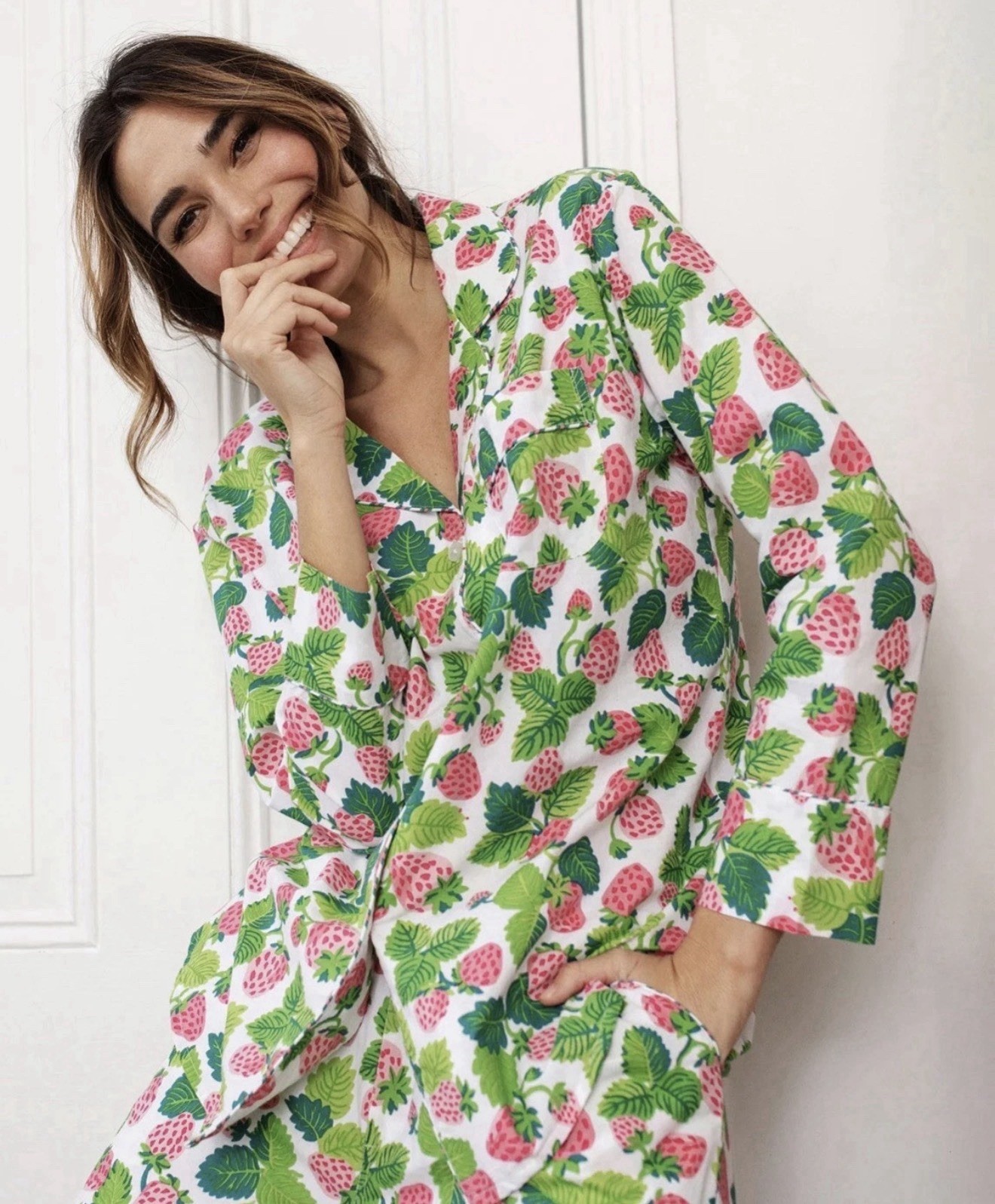 Printfresh Strawberry Fields 3pc pajama set Sz S … - image 3