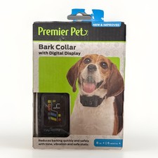 Premier Pet Bark Collar Rechargeable Black Digital Display New 8 Lbs FreeShip