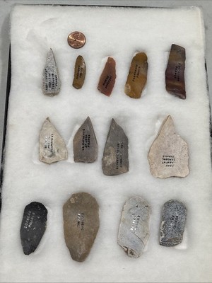 13 GUARANTEED Authentic Neolithic Knife Scrapper France Artifacts Lot Collection