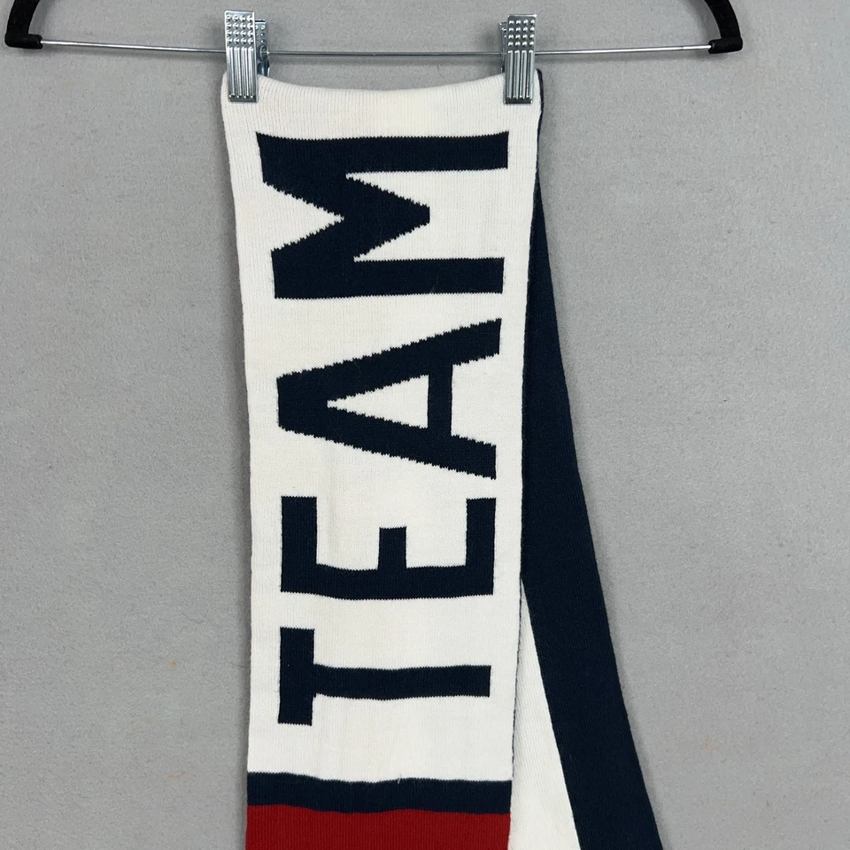 Bufanda tejida Team USA para hombre talla única roja blanca azul olímpica reversible flecos escudo Foto 2 de 4