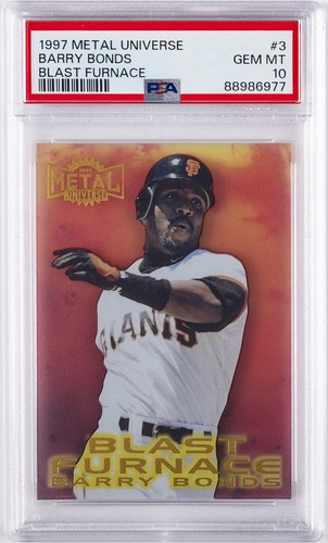 1997 METAL UNIVERSE BLAST FURNACE #3 BARRY BONDS PSA 10