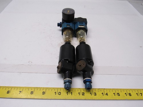 Festo WA-1 & LFR-1/8-S-5M Filter Regulator w/ Double Condensate Drains & Gauge