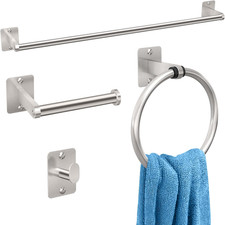 Brushed Nickel Bathroom Accessories Set, 4 Pieces Bathroom Hardware Set, 24 ...