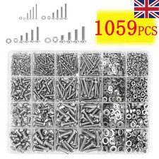 1059 PCS Assorted Box kit ,M3 M4 M5 M6 Nuts And Bolts Set Screws Stainless Steel
