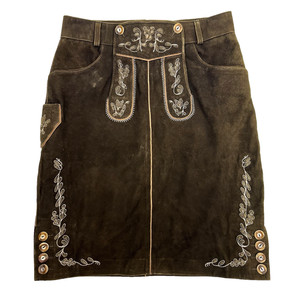 Lederhosen Skirt Womens Size 34 Brown Suede Leather German Bavarian Oktoberfest