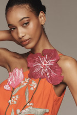 New Yukiko Noritake x Anthropologie Asymmetric Floral Midi Dress 6 NWT