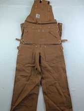 NOS Carhartt Duck Canvas Unlined Bibs 28x34 66FB Pre R28 Style w/Nail Apron USA