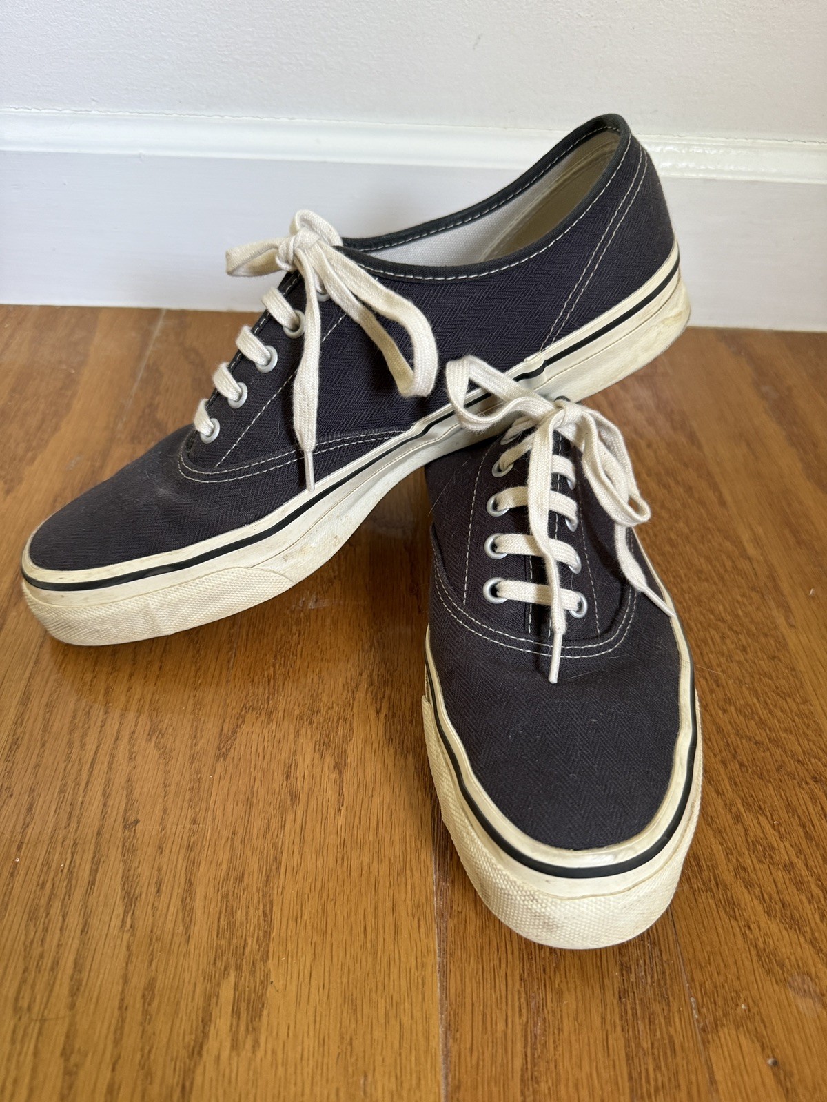 Buck Mason X Moonstar Navy Blue Herringbone Deck Shoe, Men's Size 9