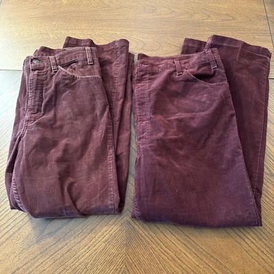 His And Hers Matching Levi s Corduroy Pants Burgundy Color Vintage Pre Owned  
