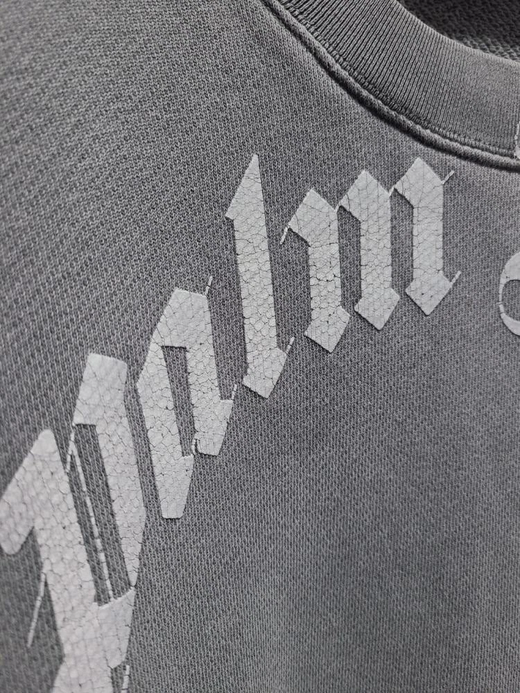 Felpa con logo curvo grigio Palm Angels L 117657575