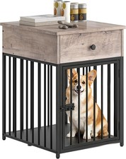 Dog Crate Furniture Wooden Dog House Decorative Dog Kennel W/ Drawer Indoor Pet