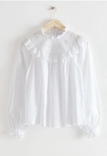 Other Stories Paris Atelier A-line Ruffle Embroidery blouse women's sz 4