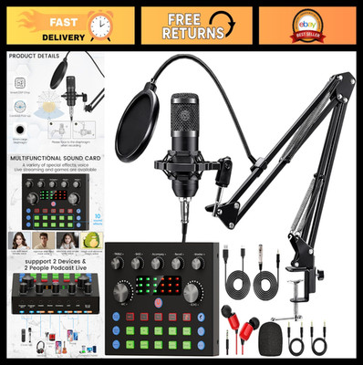 Podcast Equipment Bundle - Microphone, Voice Changer & Sound Card for Streaming,