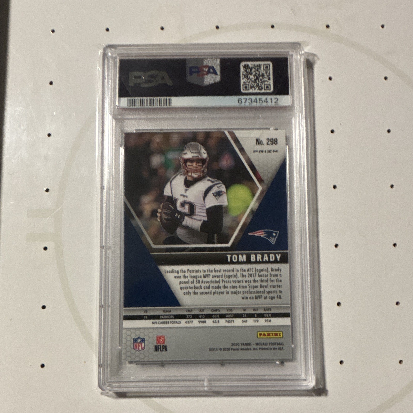 Panini 2020 Mosaic MVPs Tom Brady #298 Mosaic Prizm PSA 10 Patriots view 2