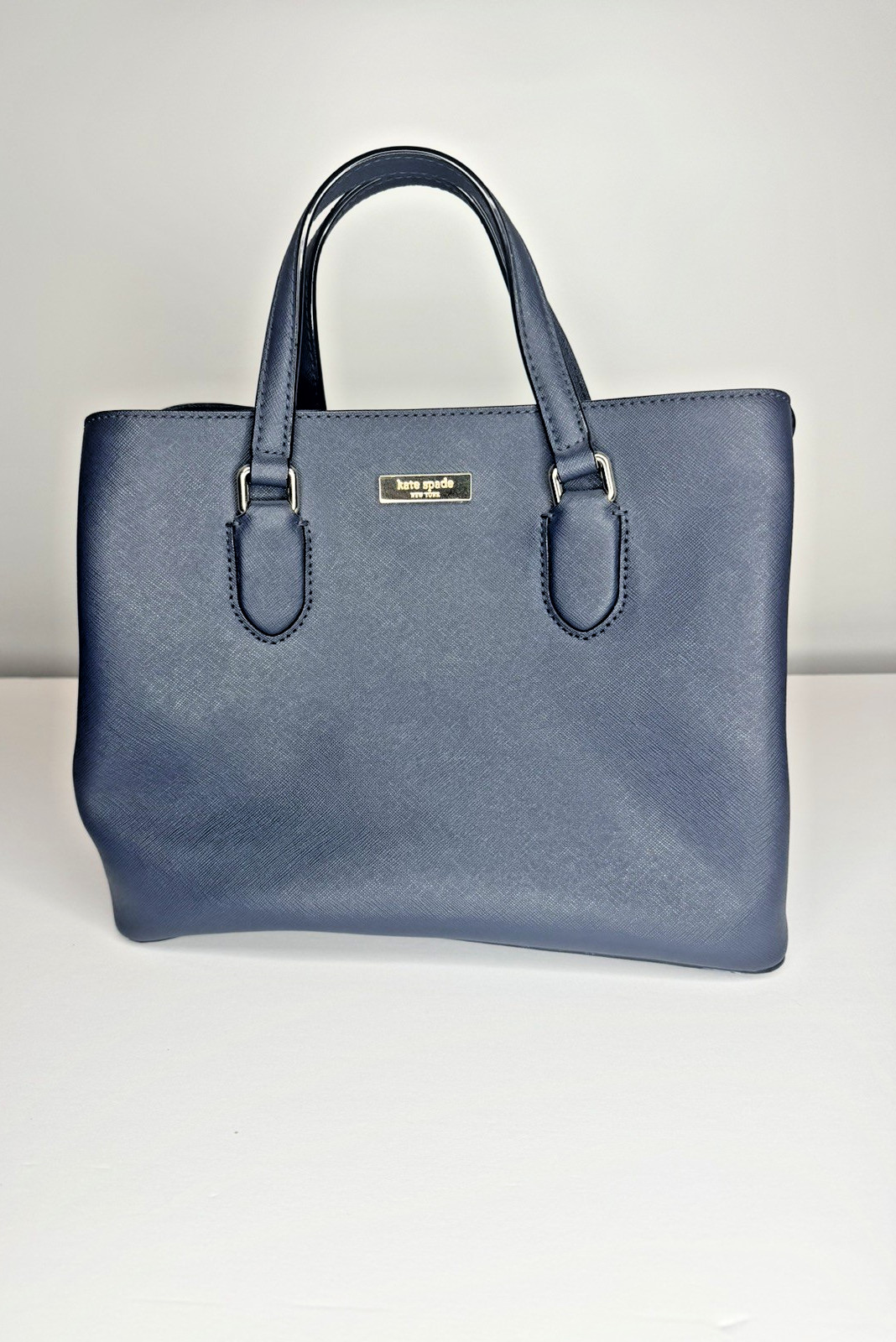 Kate Spade New York Evangelie Laurel Way Satchel Hand Bag Sapphire Blue Saffiano