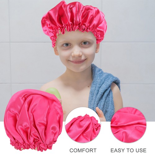 Kids Double Layer Sleeping Elastic Sleeping Hat Adjustable Rosy - Picture 2 of 12