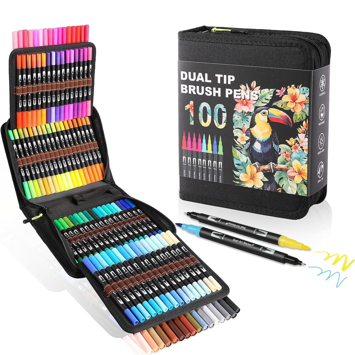 Pen Set 100 Colors Dual Tip Brush Pens Ohuhu Maui 100 Colors Dual