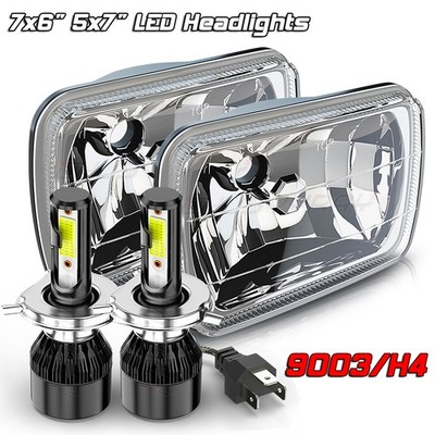 Pair 5x7 7x6 Inch LED Headlights For E-150 / Econoline E-250 E-350 Super Duty