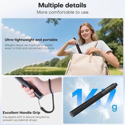 51'' Invisible Selfie Stick Insta360 X5 Extension Pole Dual-Claws Aluminum Long