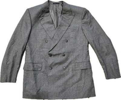 *NEW W/ DEFECTS* R. Caruso x Mr. Sid Flannel Wool Gray Double Breasted 56L (44L)