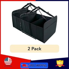 2 Pack Auto Drive Foldable Rigid Car Trunk Organizer Black Storage Bin