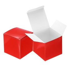 12Pcs, Gift Boxes 3.1" Square Kraft Paper Candy Favor Boxes w/ Lids Red