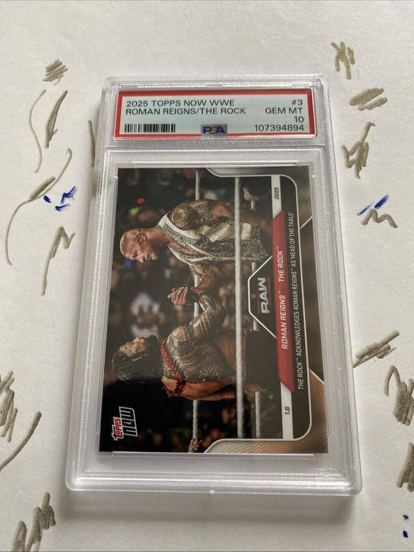 2025 Topps Now WWE #3 Roman Reigns/The Rock PSA 10