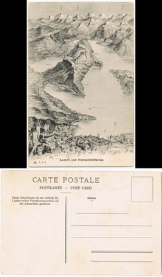 Ansichtskarte Luzern Lucerna Künstler-Landkarten AK Vierwaldstättersee 1911
