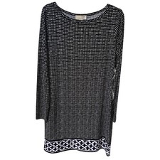 Michael Kors Black White Long Sleeve Shift Dress Size Large