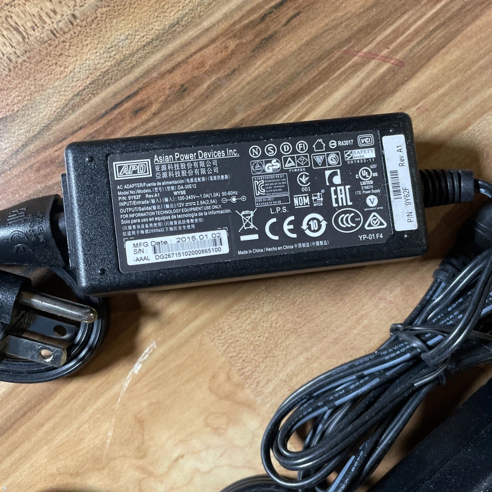 4x Adaptador de corriente alterna Dell Wyse APD 9Y62F DA-30E12 cliente ligero con cables P. Foto 2 de 2