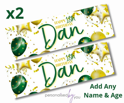 2 x personalisierte GEBURTSTAGSBANNER GROßE Party Poster grün & gelb 900x300