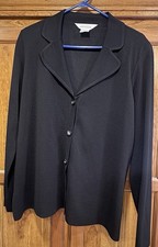 Exclusively Misook Ltwt Black Ribbed Knit Blazer Jacket Wms XL Button Front