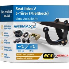 ANHÄNGERKUPPLUNG starr passt für Seat Ibiza V KJ1, KJG ab 17 +7pol E-Satz ECS