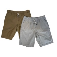 Boys Cotton Shorts Lot Size L 10/12 Cat  Jack Pull On Khaki Gray Summer