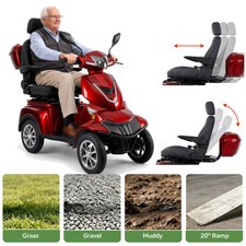 Veloinno Heavy-Duty 4-Wheel Mobility Scooter 37 Miles Range 3-Speed, 500lbs Load