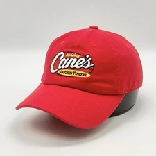 Raising Cane's Hat Cap Red Adjustable One Love Employee Embroidered