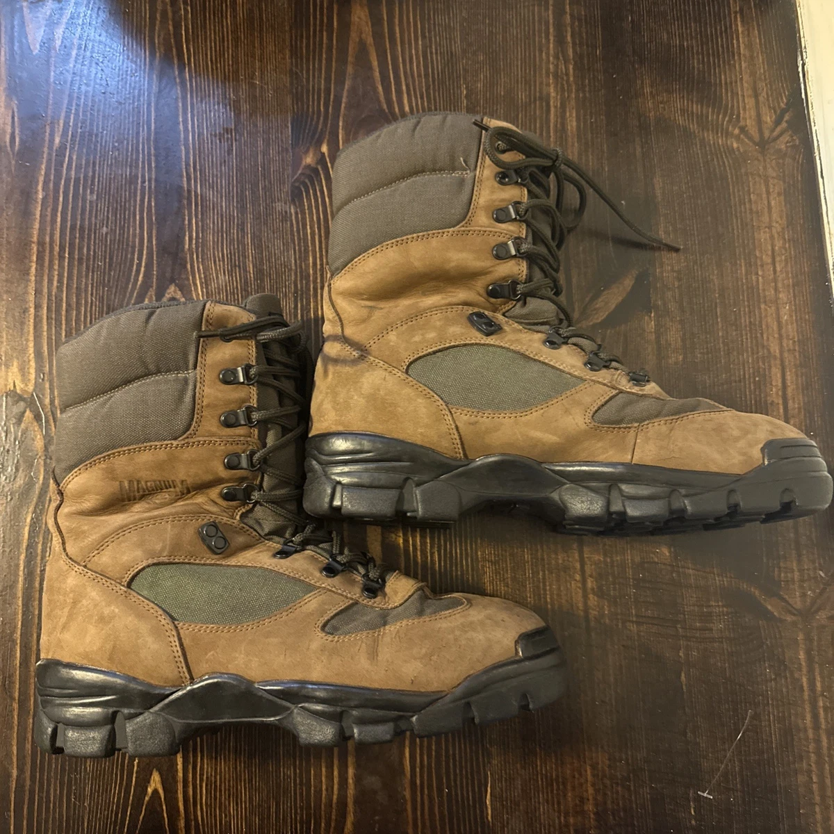 NOS Vintage 90s HiTec Mens Size 7 Tall Leather Magnum Combat Hiking Boots Brown Vintage Leather Thom MCan Mountaineer Boots Mens 7 Hiking  main image 2