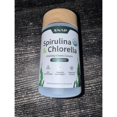 Snap Supplements Spirulina & Chlorella Organic Dietary Sup 120 Capsules EXP 9/28