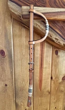 Beautiful HANDMADE Rawhide Braided SLIDING EAR HEADSTALL By Steve Guitron Of CA.