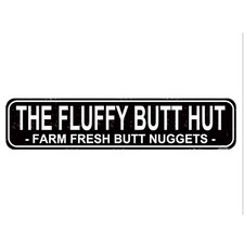 The Fluffy Butt Hut Farm Fresh Nuggets Sign - Chicken 16 x 4 Inch, black