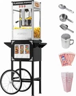 10oz 40 Cups Commercial Popcorn Popper Maker Machine with Cart,Candy Dispensers