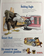 Ethyl Oil Premium Gasoline Anti Knock Compound Bald Eagle VTG Print Ad 1956